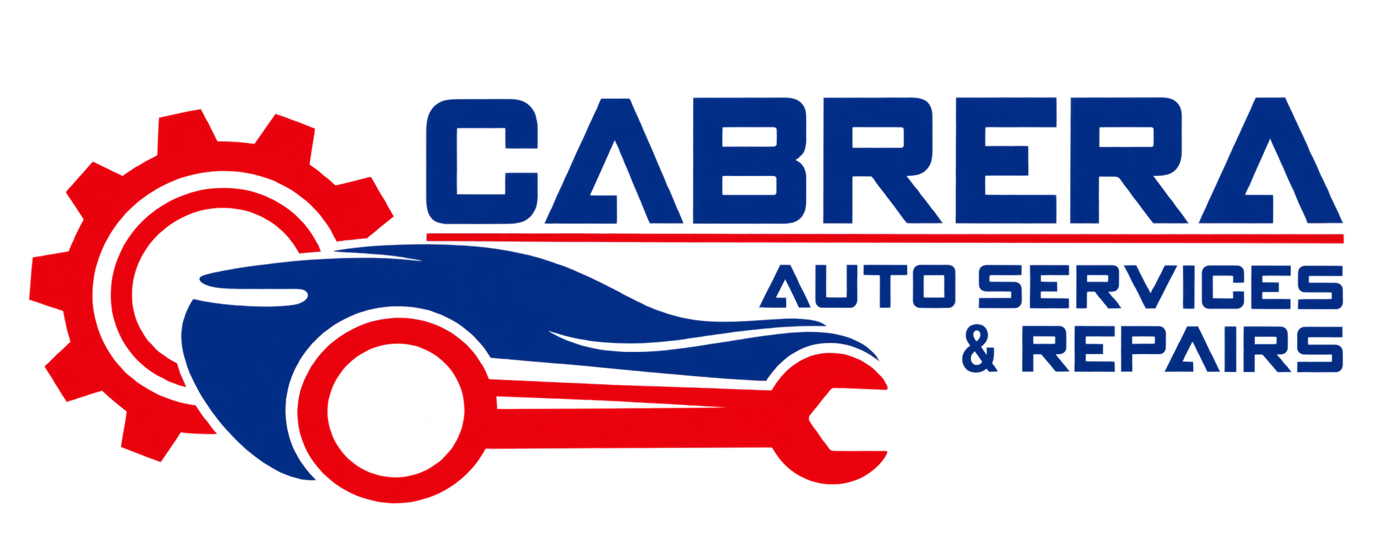 Cabrera Auto Services and Repairs logo with a car, gear and wrench